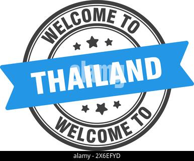 Bienvenue au timbre de Thaïlande. Thaïlande signe rond isolé sur fond blanc Illustration de Vecteur