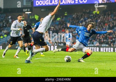 Glasgow, Royaume-Uni. 14 mai 2024. Lors du dernier match à domicile de la saison Scottish Premiership, les Rangers affrontent Dundee au Ibrox Stadium, Glasgow, Écosse, Royaume-Uni. Avant le match, les Rangers sont à 6 points derrière le Celtic, qui n'ont besoin que d'un point pour remporter la Coupe de la Ligue, donc une victoire contre Dundee est impérative. Crédit : Findlay/Alamy Live News Banque D'Images