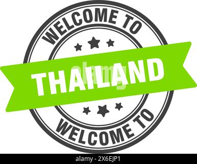 Bienvenue au timbre de Thaïlande. Thaïlande signe rond isolé sur fond blanc Illustration de Vecteur