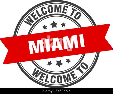 Bienvenue à Miami Stamp. Miami signe rond isolé sur fond blanc Illustration de Vecteur