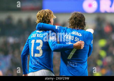 Glasgow, Royaume-Uni. 14 mai 2024. Lors du dernier match à domicile de la saison Scottish Premiership, les Rangers affrontent Dundee au Ibrox Stadium, Glasgow, Écosse, Royaume-Uni. Avant le match, les Rangers sont à 6 points derrière le Celtic, qui n'ont besoin que d'un point pour remporter la Coupe de la Ligue, donc une victoire contre Dundee est impérative. Crédit : Findlay/Alamy Live News Banque D'Images