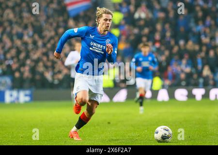 Glasgow, Royaume-Uni. 14 mai 2024. Lors du dernier match à domicile de la saison Scottish Premiership, les Rangers affrontent Dundee au Ibrox Stadium, Glasgow, Écosse, Royaume-Uni. Avant le match, les Rangers sont à 6 points derrière le Celtic, qui n'ont besoin que d'un point pour remporter la Coupe de la Ligue, donc une victoire contre Dundee est impérative. Crédit : Findlay/Alamy Live News Banque D'Images