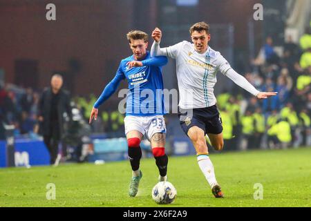 Glasgow, Royaume-Uni. 14 mai 2024. Lors du dernier match à domicile de la saison Scottish Premiership, les Rangers affrontent Dundee au Ibrox Stadium, Glasgow, Écosse, Royaume-Uni. Avant le match, les Rangers sont à 6 points derrière le Celtic, qui n'ont besoin que d'un point pour remporter la Coupe de la Ligue, donc une victoire contre Dundee est impérative. Crédit : Findlay/Alamy Live News Banque D'Images