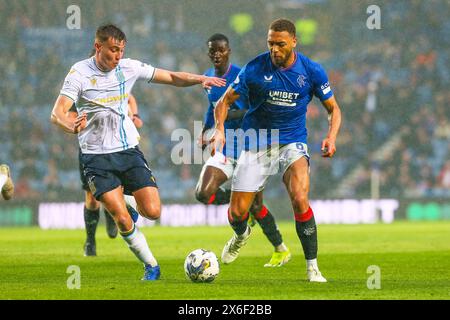 Glasgow, Royaume-Uni. 14 mai 2024. Lors du dernier match à domicile de la saison Scottish Premiership, les Rangers affrontent Dundee au Ibrox Stadium, Glasgow, Écosse, Royaume-Uni. Avant le match, les Rangers sont à 6 points derrière le Celtic, qui n'ont besoin que d'un point pour remporter la Coupe de la Ligue, donc une victoire contre Dundee est impérative. Crédit : Findlay/Alamy Live News Banque D'Images