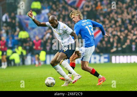 Glasgow, Royaume-Uni. 14 mai 2024. Lors du dernier match à domicile de la saison Scottish Premiership, les Rangers affrontent Dundee au Ibrox Stadium, Glasgow, Écosse, Royaume-Uni. Avant le match, les Rangers sont à 6 points derrière le Celtic, qui n'ont besoin que d'un point pour remporter la Coupe de la Ligue, donc une victoire contre Dundee est impérative. Crédit : Findlay/Alamy Live News Banque D'Images