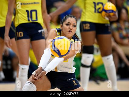 Nyeme, du Brésil, lors du match de la Fédération internationale de volleyball (FIVB) Ligue des Nations de volleyball féminin de la poule 2 entre le Brésil et le Canada Banque D'Images