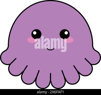 Vecteur d'icône emoji mignon kawaii Octopus Illustration de Vecteur