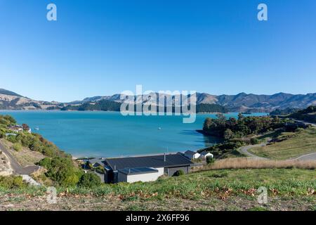 Hays Bay, Marine Drive, Charteris Bay, Lyttelton Harbour, Banks Peninsula, Canterbury, Nouvelle-Zélande Banque D'Images