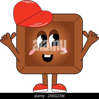 Mignon morceau de chocolat style rétro. Illustration de Vecteur
