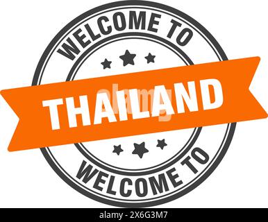 Bienvenue au timbre de Thaïlande. Thaïlande signe rond isolé sur fond blanc Illustration de Vecteur