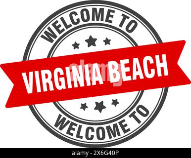 Bienvenue au timbre Virginia Beach. Virginia Beach signe rond isolé sur fond blanc Illustration de Vecteur