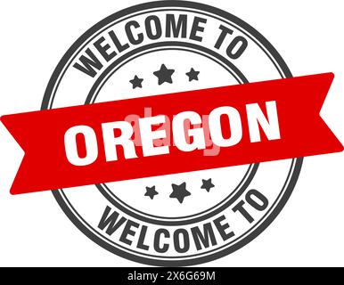 Bienvenue à Oregon Stamp. Oregon signe rond isolé sur fond blanc Illustration de Vecteur