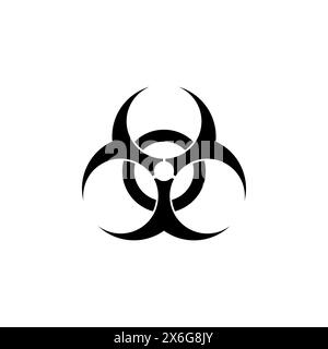 Danger biologique, icône de vecteur plat Biohazard. Symbole solide simple isolé sur fond blanc. Danger biologique, modèle de conception de panneau risque biologique pour Illustration de Vecteur