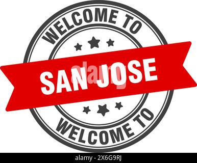 Bienvenue à San Jose Stamp. San Jose signe rond isolé sur fond blanc Illustration de Vecteur