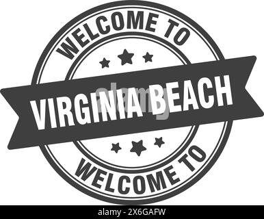 Bienvenue au timbre Virginia Beach. Virginia Beach signe rond isolé sur fond blanc Illustration de Vecteur