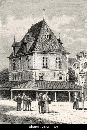 L'ancienne peseuse dans la ville de Leeuwarden, Frise, pays-Bas, Europe. Friesland, journal néerlandais de Aarde en Haar volken, 1883. Le Tour du monde 1886 Banque D'Images