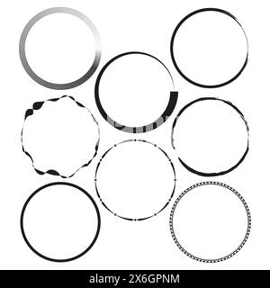 Variété d'ensembles de vecteurs de cercle. Collection de cadres assortis. Bordures de ligne géométrique. Illustration de Vecteur