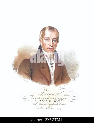 Rainer Joseph Johann Michael Franz Hieronymus von oesterreich (geb. 30. Septembre 1783 à Pise, Gest. 16. Januar 1853 in Bozen) aus dem Haus Habsburg-Lothringen War ein Erzherzog von oesterreich und Vizekoenig von Lombardo-Venetien, Historisch, digital restaurierte Reproduktion von einer Vorlage aus dem 19. Jahrhundert, date du dossier non précisée Banque D'Images