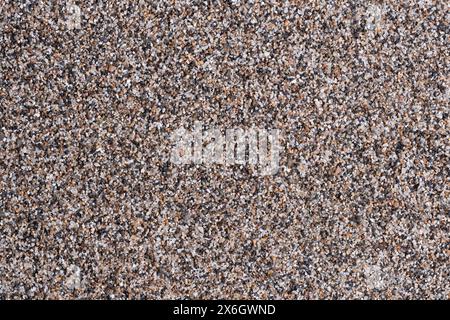 Fond, texture de sable de rivière avec de petits cailloux en gros plan Banque D'Images