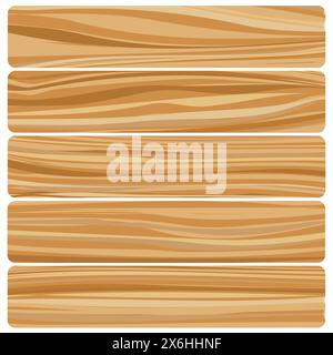 Cinq planches de bois. Texture de bois abstraite vectorielle dans un design plat. Illustration de Vecteur