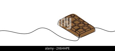 Barre chocolatée un dessin au trait continu. Illustration vectorielle minimale de chocolat déplié Illustration de Vecteur