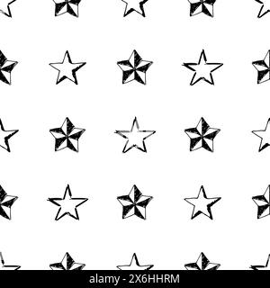 Fond transparent des étoiles de doodle. Étoiles noires dessinées à la main sur fond blanc. Illustration vectorielle Illustration de Vecteur