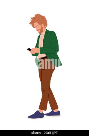 Homme d'affaires utilisant le vecteur de téléphone mobile isolé. Illustration de Vecteur