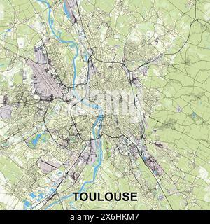 Toulouse, France affiche cartographique Illustration de Vecteur