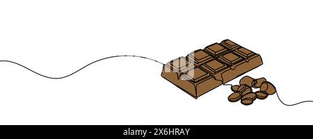 Barre chocolatée un dessin au trait continu. Illustration vectorielle minimale de chocolat déplié Illustration de Vecteur