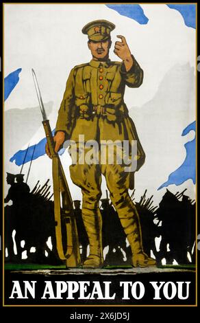 WW1 affiche de recrutement de l'armée britannique 'UN APPEL À VOUS' soldat de l'armée britannique invitant à se joindre à la lutte contre l'armée impériale d'Allemagne 1914 première Guerre mondiale première Guerre mondiale Banque D'Images