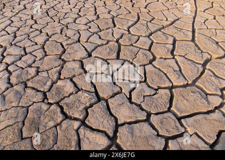 Fissures volcaniques dans l'argile sur le sol. Azerbaïdjan. Banque D'Images