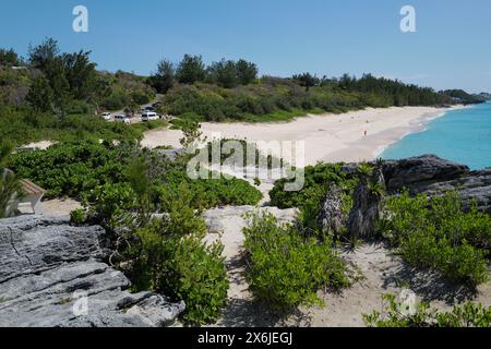 Warwick long Bay Beach sur la rive sud des Bermudes. Banque D'Images