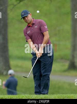 Louisville, États-Unis. 15 mai 2024. Gary Woodland se lance sur le dixième green lors de la troisième journée d’entraînement du Championnat PGA 2024 au Valhalla Golf course, le mercredi 15 mai 2024 à Louisville, Kentucky. Photo de John Sommers II/UPI crédit : UPI/Alamy Live News Banque D'Images