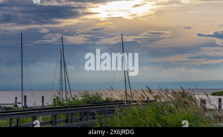 Phare, Podersdorf, Lac Neusiedl, Lac, jetée, Autriche Banque D'Images