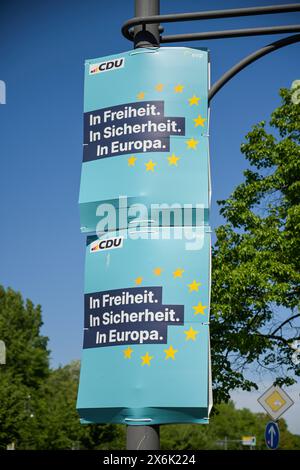 Affiche électorale de la CDU pour les élections européennes de 2024, Berlin, Allemagne Banque D'Images