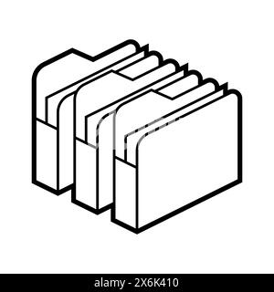 Dossiers pour l'icône papier en isométrie. Stockage d'informations et de fichiers. Image pour site Web, application, logo, conception d'interface utilisateur. Illustration de Vecteur