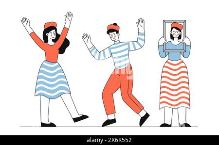 Ensemble de vecteurs de mimes simple Illustration de Vecteur