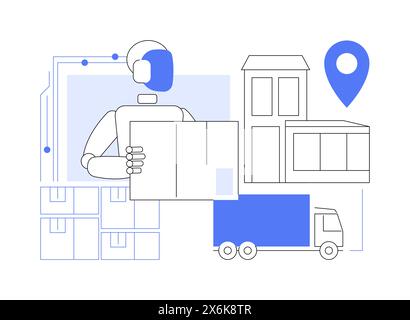 Illustration vectorielle abstraite de concept Last-Mile Delivery prise en charge PAR IA. Illustration de Vecteur