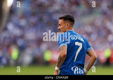 Poznan, Pologne. 12 mai 2024. Afonso Sousa de Lech Poznan vu en action lors du match PKO BP Ekstraklasa entre Lech Poznan et Legia Warszawa au stade Enea. Scores finaux ; Lech Poznan 1 : 2 Legia Warszawa. (Photo de Maciej Rogowski/SOPA images/Sipa USA) crédit : Sipa USA/Alamy Live News Banque D'Images
