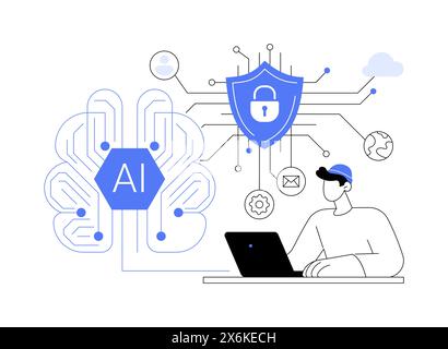 Illustration vectorielle abstraite de concept de sécurité réseau alimentée PAR AI. Illustration de Vecteur