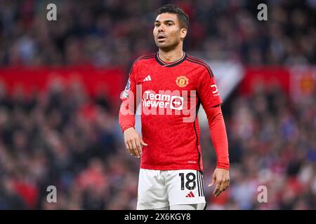 Manchester, Royaume-Uni. 15 mai 2024. Casemiro de Man Utd lors du match de premier League entre Manchester United et Newcastle United à Old Trafford à Manchester, Angleterre (Will Palmer/SPP) crédit : SPP Sport Press photo. /Alamy Live News Banque D'Images