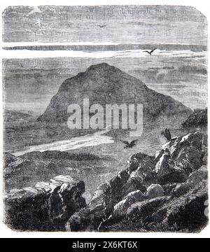 Gravure sur bois du mont Tabor en Israël dit être le lieu de Jésus Christ Transfiguration par A.M. Rousseau dans Antique XIXe siècle illustré FAMI Banque D'Images