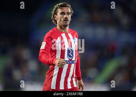 Antoine Griezmann de l'Atletico de Madrid regarde pendant le match LaLiga EA Sports entre Getafe CF et l'Atletico Madrid au Colisée Alfonso Perez le 15 mai 2024 à Getafe, Espagne. (Photo de QSP) Banque D'Images