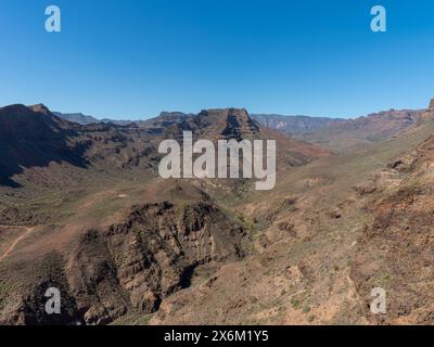 Vue panoramique depuis le point de vue de Degollada de la Yegua, San Bartolome de Tirajana Gran Canaria Banque D'Images