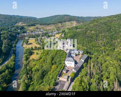 Vue du monastère Arnstein dans le Lahntal près de Obernhof, Lahn, Rhénanie-Palatinat, Allemagne Banque D'Images