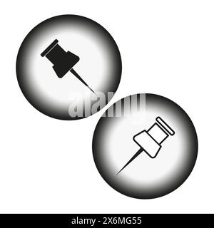 Silhouette de punaise. Contour de la seringue. Icônes vectorielles définies. Fournitures de bureau et médicales. Illustration de Vecteur