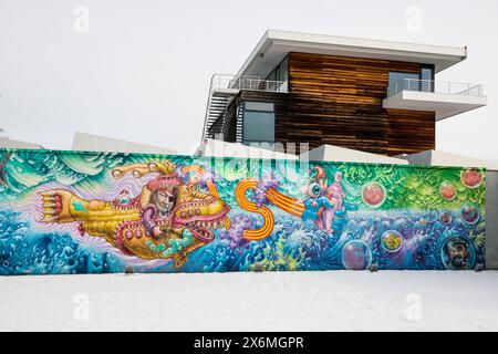 Buchheim Musée de la fantaisie avec neige en hiver, Bernried, Lac Starnberg, Fünfseenland, Pfaffenwinkel, haute Bavière, Bavière, Allemagne Banque D'Images