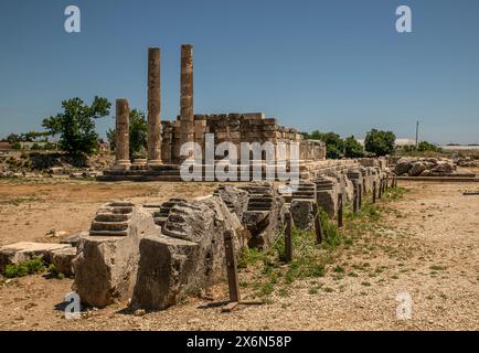 Enceinte de Zeus, la déesse Leto donne naissance à ses enfants jumeaux Artémis et Apollon à Délos, puis vient à l'endroit où la rivière Xanthos atteint t Banque D'Images