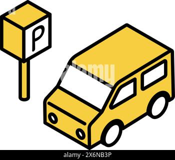 A louer : voiture garée dans le parking, illustration isométrique, illustration vectorielle Illustration de Vecteur