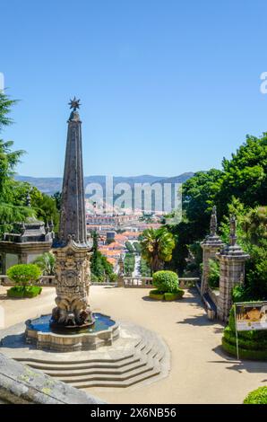 Escaliers du Sanctuaire de notre-Dame de Remedios à Lamego, vallée du Douro. Portugal Banque D'Images